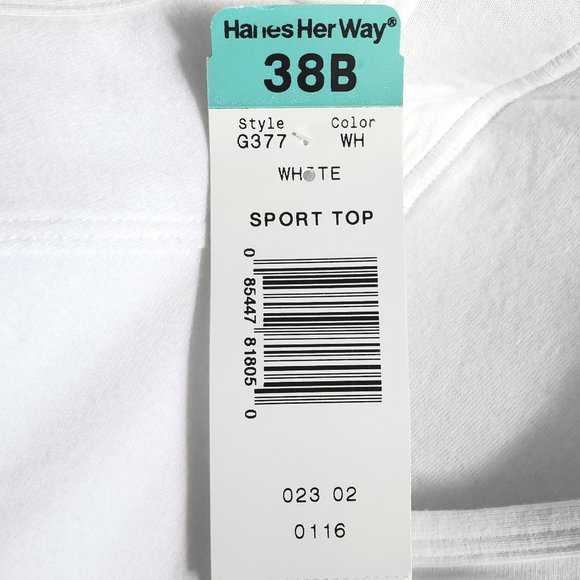 NWT Hanes White Sports Bra 38B G377 - Picture 8 of 9